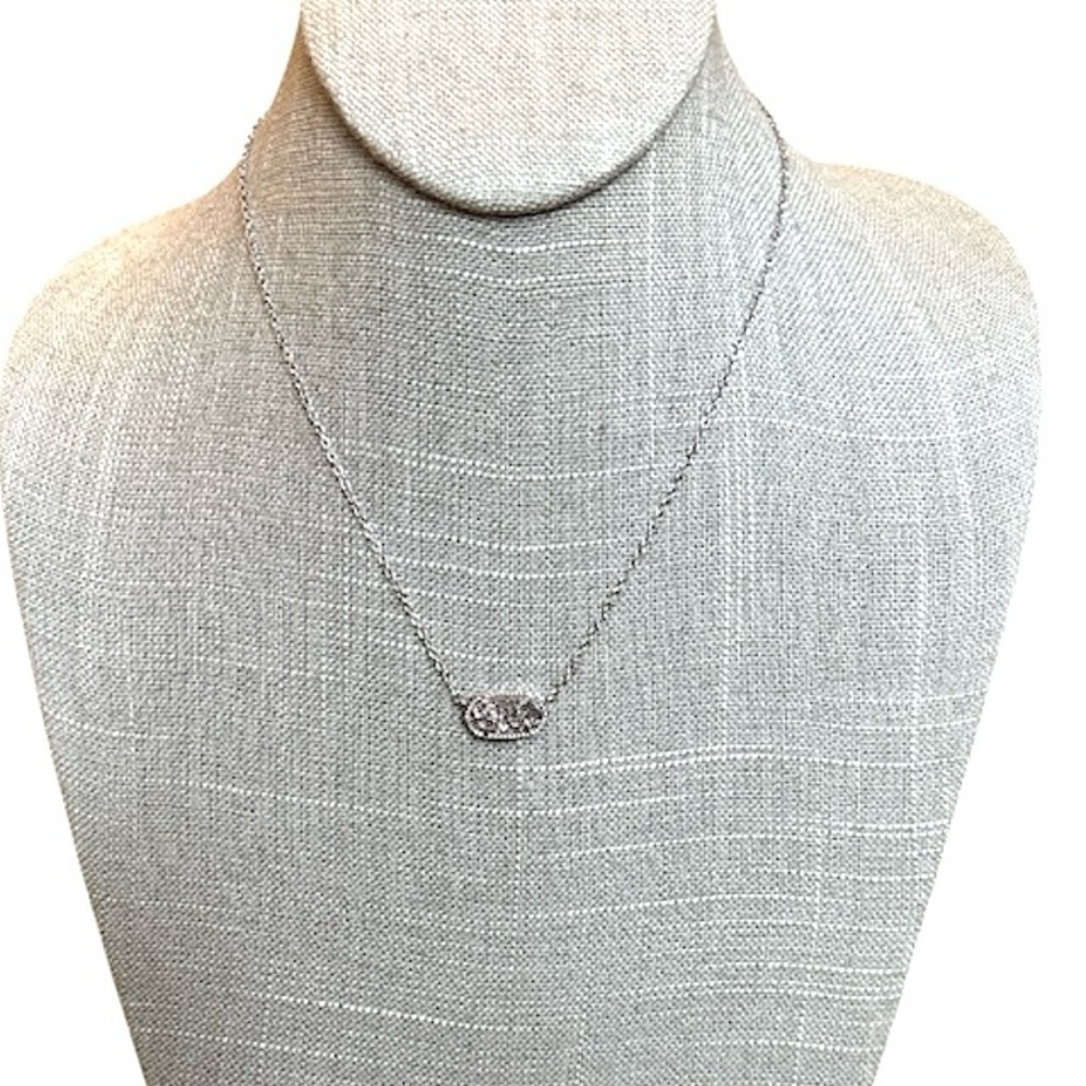 Kendra Scott Elisa Silver Pendant Necklace in Platinum Drusy
